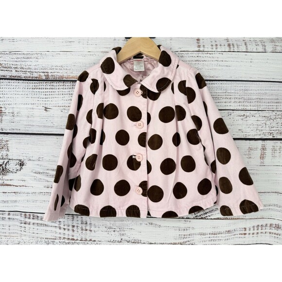 Gymboree Sweeter Than Chocolate 4t Pink‎ Dot Velveteen HTF Coat Jacket Vintage - Picture 1 of 3
